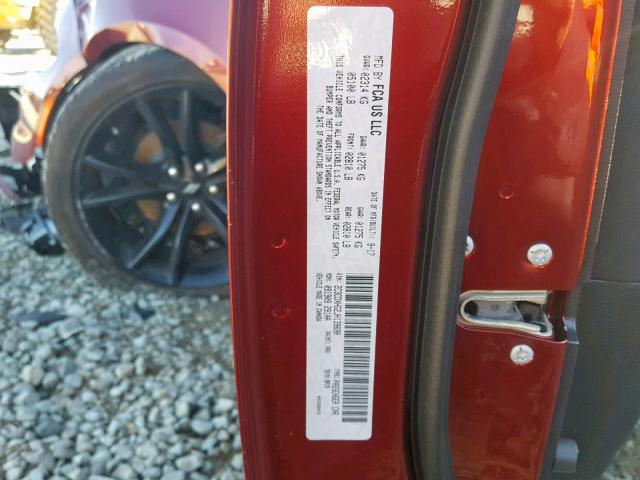 2C3CDXHG2JH139690 - 2018 DODGE CHARGER SX BURGUNDY photo 10