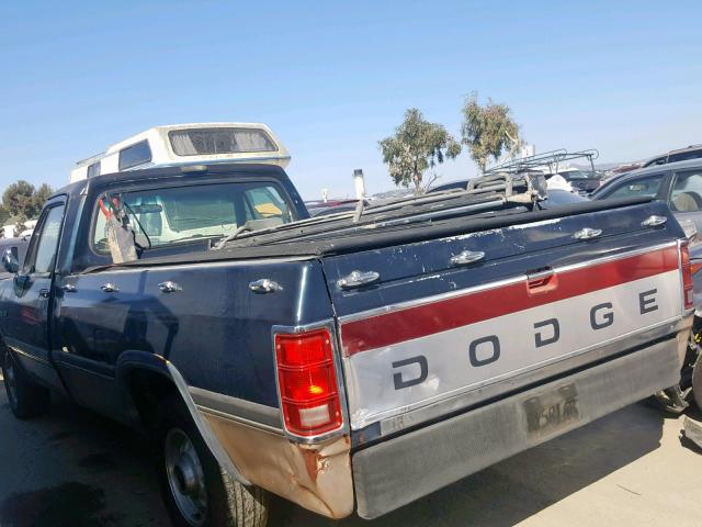 1B7HE16Y6NS559992 - 1992 DODGE D-SERIES D BLUE photo 3