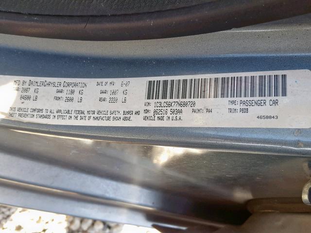 1C3LC56K77N680720 - 2007 CHRYSLER SEBRING TO SILVER photo 10