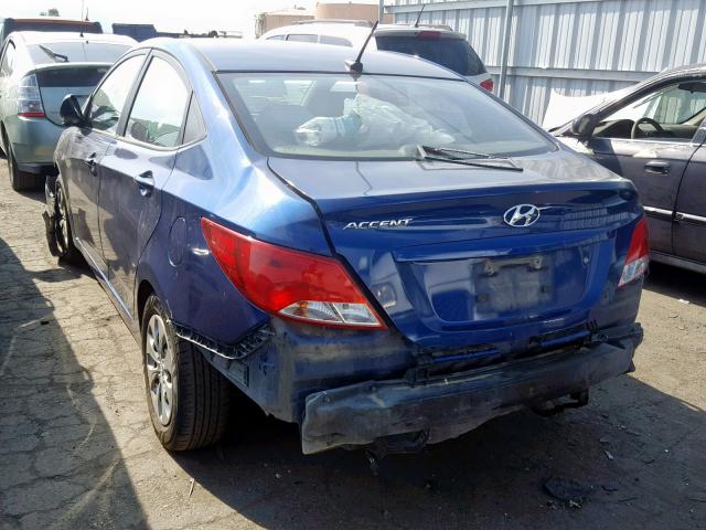 KMHCT4AE1GU966085 - 2016 HYUNDAI ACCENT SE BLUE photo 3