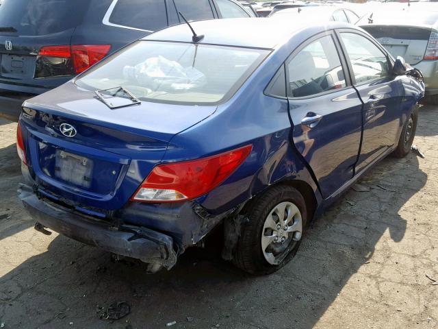 KMHCT4AE1GU966085 - 2016 HYUNDAI ACCENT SE BLUE photo 4