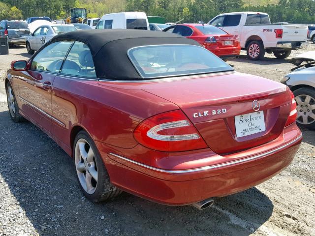 WDBTK65G05T038056 - 2005 MERCEDES-BENZ CLK 320 BURGUNDY photo 3