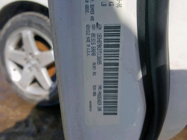 1B3HB78K27D136095 - 2007 DODGE CALIBER R/ WHITE photo 10