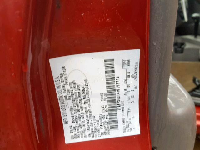 1FAFP34314W193716 - 2004 FORD FOCUS SE C RED photo 10