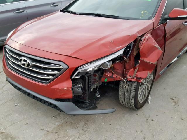 5NPE34AF7FH045701 - 2015 HYUNDAI SONATA SPO MAROON photo 9