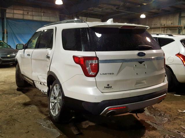 1FM5K8F85GGA46383 - 2016 FORD EXPLORER L WHITE photo 3