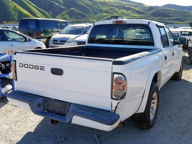 1B7HL38N42S554967 - 2002 DODGE DAKOTA QUA WHITE photo 4