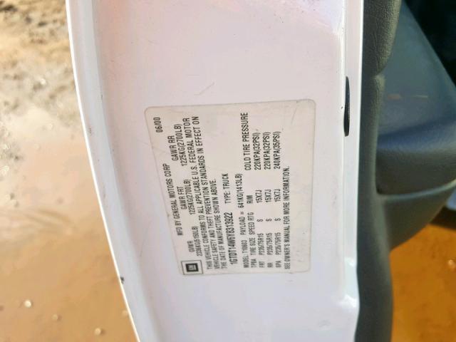 1GTDT14W6Y8313922 - 2000 GMC SONOMA WHITE photo 10