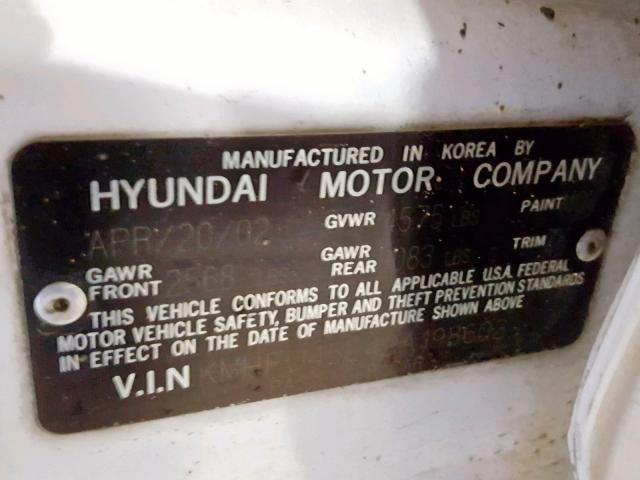 KMHFU45E42A198603 - 2002 HYUNDAI XG 350 WHITE photo 10