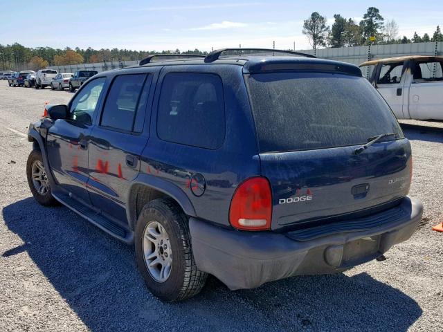 1D4HR38N53F515221 - 2003 DODGE DURANGO SP BLUE photo 3