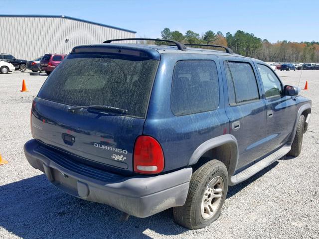 1D4HR38N53F515221 - 2003 DODGE DURANGO SP BLUE photo 4