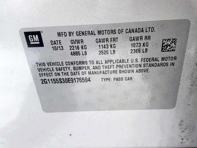 2G1155S30E9176594 - 2014 CHEVROLET IMPALA LTZ GRAY photo 10