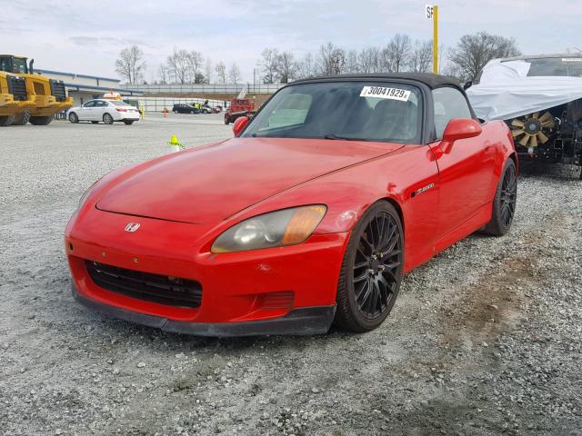 JHMAP1148YT001526 - 2000 HONDA S2000 RED photo 2