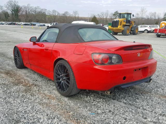 JHMAP1148YT001526 - 2000 HONDA S2000 RED photo 3