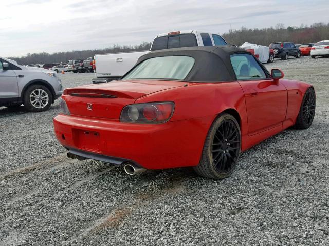 JHMAP1148YT001526 - 2000 HONDA S2000 RED photo 4