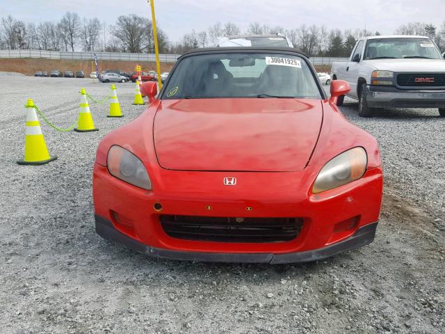 JHMAP1148YT001526 - 2000 HONDA S2000 RED photo 9