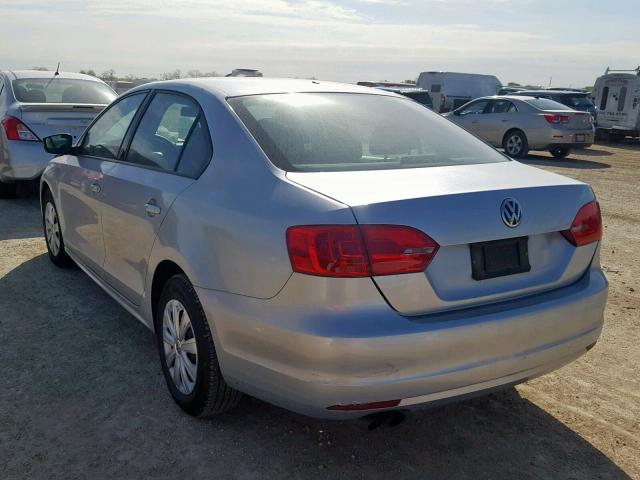 3VW2K7AJ4CM315143 - 2012 VOLKSWAGEN JETTA BASE SILVER photo 3