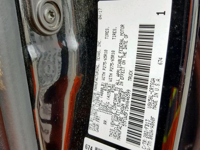 5TFUW5F15HX646599 - 2017 TOYOTA TUNDRA DOU BLACK photo 10