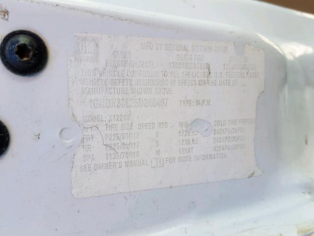 1GNDX33L25D248407 - 2005 CHEVROLET UPLANDER L 白色 照片 10