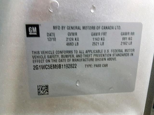 2G1WC5EM9B1192822 - 2011 CHEVROLET IMPALA LTZ GRAY photo 10