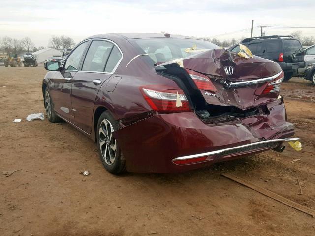 1HGCR2F84GA004313 - 2016 HONDA ACCORD EXL MAROON photo 3