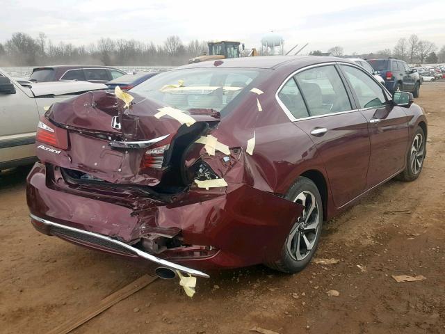 1HGCR2F84GA004313 - 2016 HONDA ACCORD EXL MAROON photo 4