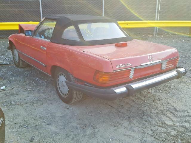 WDBBA48D7HA060088 - 1987 MERCEDES-BENZ 560 SL RED photo 3