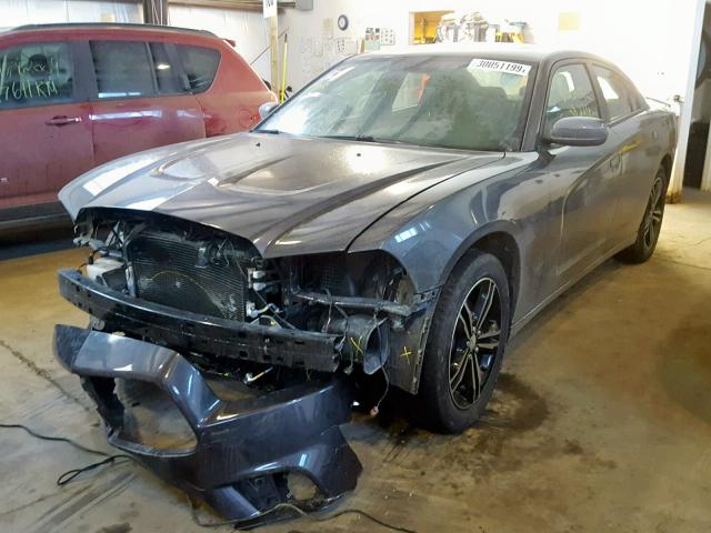 2C3CDXJG2EH371237 - 2014 DODGE CHARGER SX GRAY photo 2