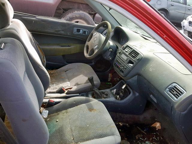 1HGEJ6123WL075158 - 1998 HONDA CIVIC DX RED photo 5