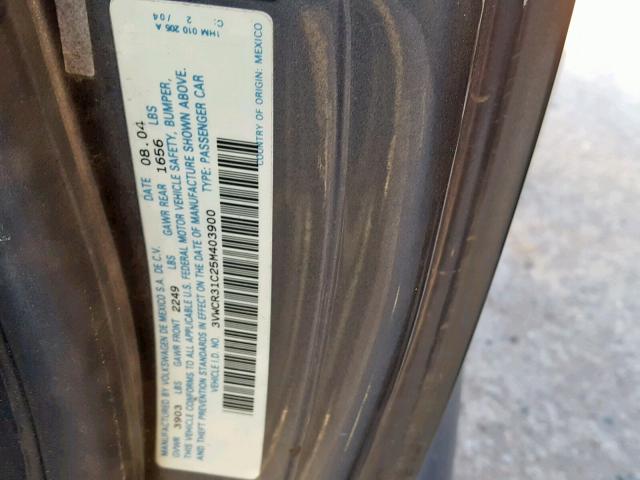 3VWCR31C25M403900 - 2005 VOLKSWAGEN NEW BEETLE Grau Foto 10