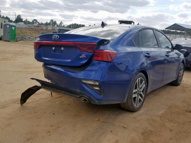 3KPF34AD5KE019583 - 2019 KIA FORTE GT L BLUE photo 4