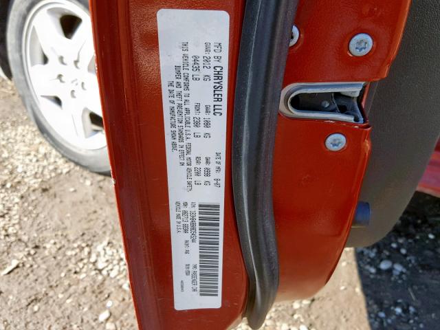 1B3HB48B08D545244 - 2008 DODGE CALIBER SX ORANGE photo 10