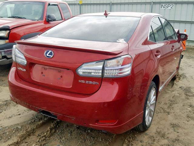 JTHBB1BA3A2008497 - 2010 LEXUS HS 250H MAROON photo 4