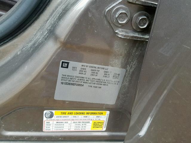 1G1ZC5E09CF208554 - 2012 CHEVROLET MALIBU 1LT 棕色 照片 10