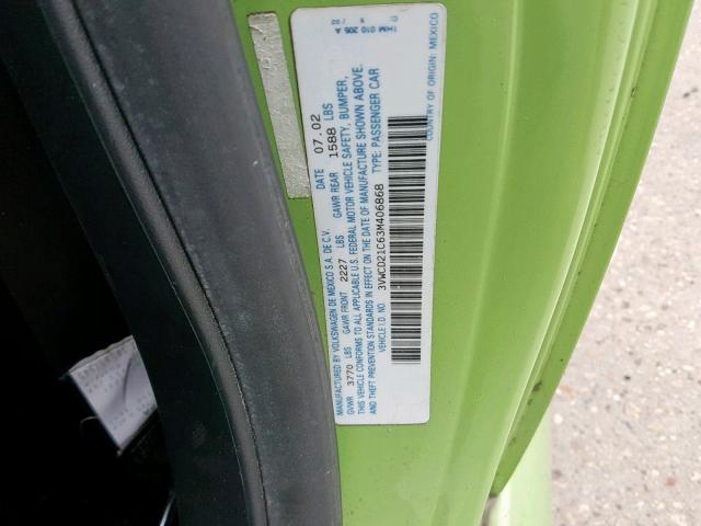 3VWCD21C63M406868 - 2003 VOLKSWAGEN NEW BEETLE Grün Foto 10
