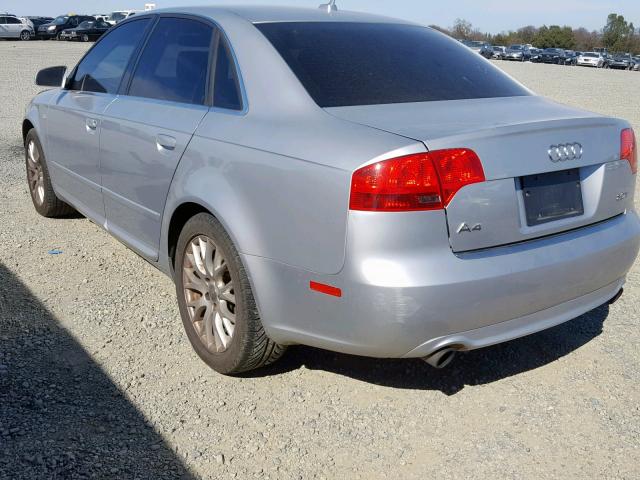 WAUAF78E78A133532 - 2008 AUDI A4 2.0T SILVER photo 3