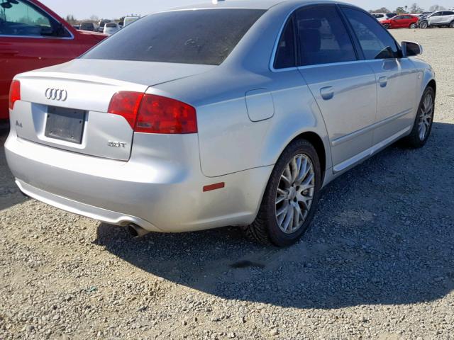 WAUAF78E78A133532 - 2008 AUDI A4 2.0T SILVER photo 4