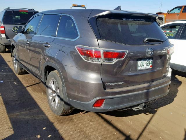 5TDBKRFH2ES056479 - 2014 TOYOTA HIGHLANDER GRAY photo 3