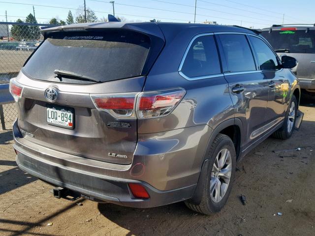 5TDBKRFH2ES056479 - 2014 TOYOTA HIGHLANDER GRAY photo 4