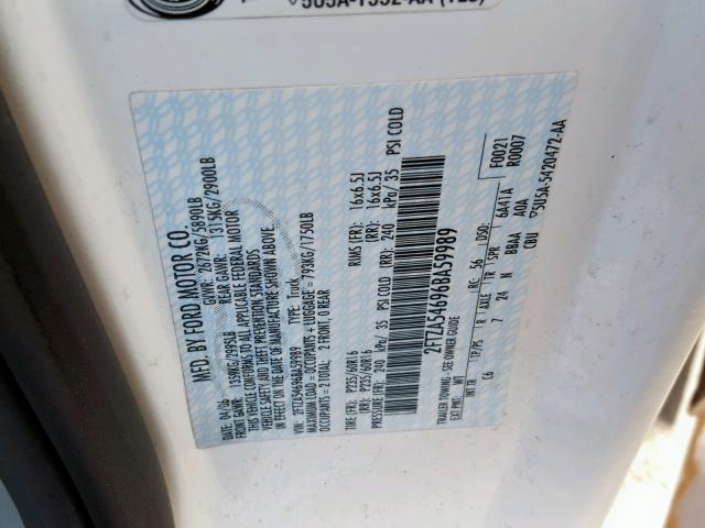 2FTZA54696BA59989 - 2006 FORD FREESTAR WHITE photo 10