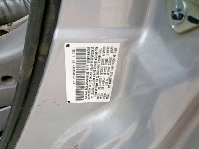 5FNRL18714B019315 - 2004 HONDA ODYSSEY EX SILVER photo 10