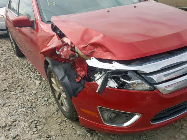 3FAHP0JA7CR393558 - 2012 FORD FUSION SEL RED photo 9