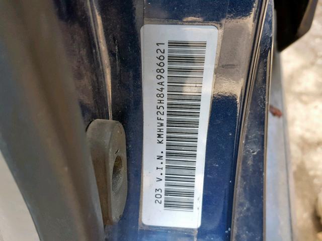 KMHWF25H84A986621 - 2004 HYUNDAI SONATA GL BLUE photo 10