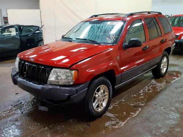 1J4GW48N24C411421 - 2004 JEEP GRAND CHER RED photo 2