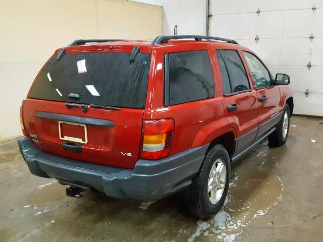 1J4GW48N24C411421 - 2004 JEEP GRAND CHER RED photo 4