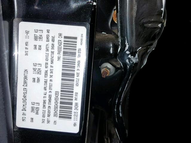 2B3HD56G43H554359 - 2003 DODGE INTREPID E BLACK photo 10