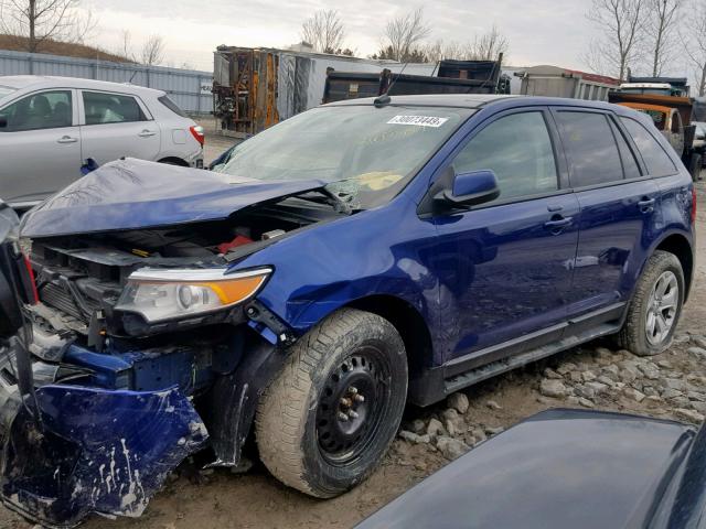 2FMDK3J95DBB84314 - 2013 FORD EDGE SEL BLUE photo 2