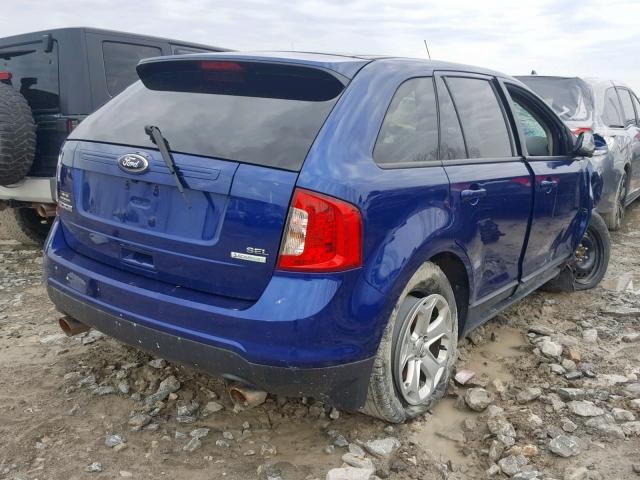 2FMDK3J95DBB84314 - 2013 FORD EDGE SEL BLUE photo 4