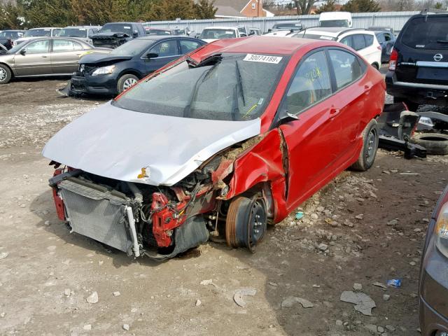 KMHCT4AE9GU003581 - 2016 HYUNDAI ACCENT SE RED photo 2