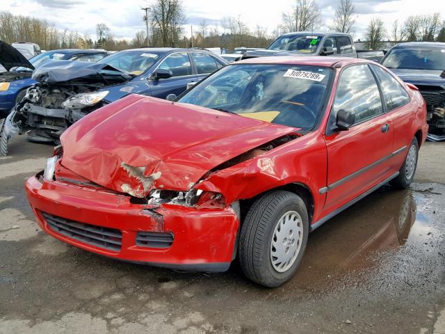 2HGEJ2229SH501854 - 1995 HONDA CIVIC DX RED photo 2